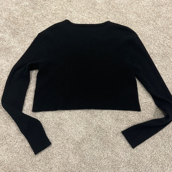 Shein Button Front Rib-Knit Cropped Cardigan - Picture 3 of 7